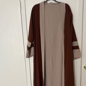 SHEIN Brown and Beige Open Abaya